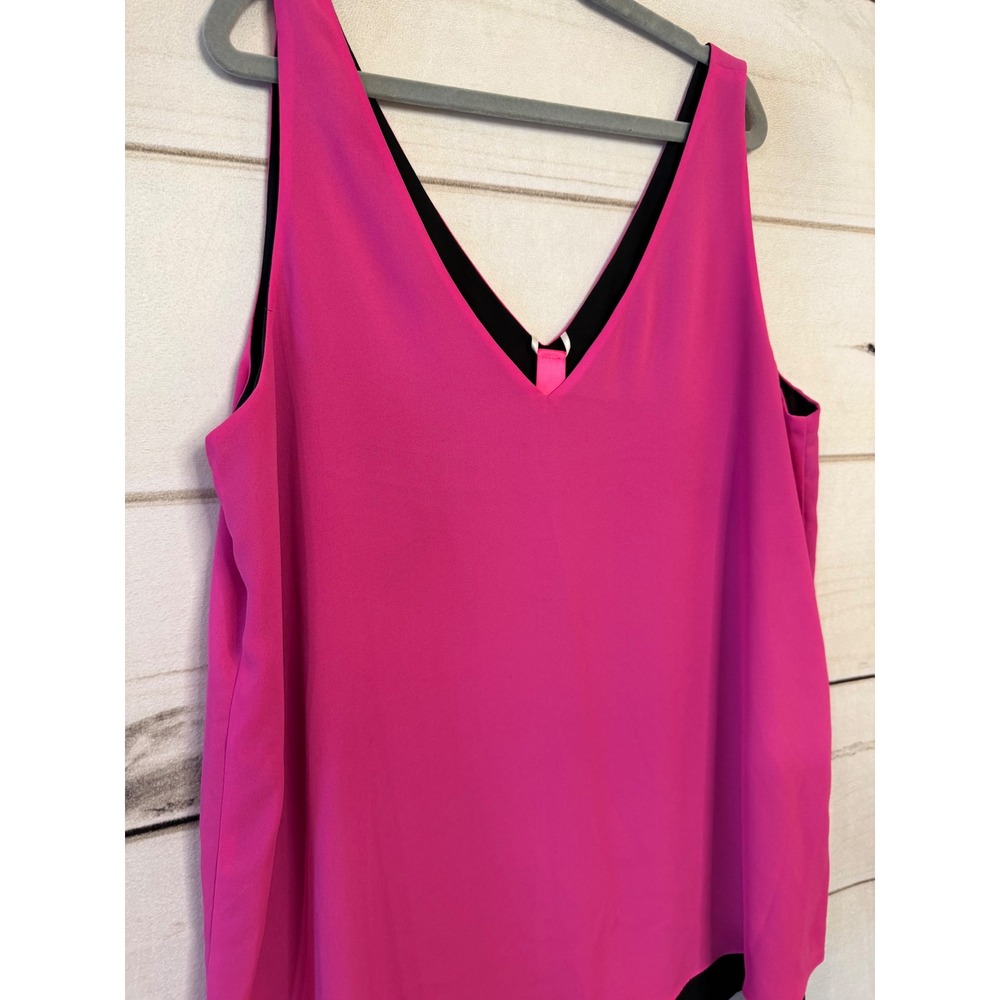 Lilly Pulitzer Reversible V Neck Tank Top Bright Pink Black Size M - Picture 2 of 7